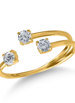 Inel deschis din aur galben cu zirconii