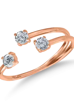 Inel deschis din aur roz cu zirconii