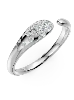 Inel deschis minimalist din aur alb cu diamante de 0.2ct