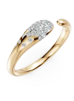 Inel deschis minimalist din aur galben cu diamante de 0.2ct