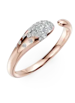 Inel deschis minimalist din aur roz cu diamante de 0.2ct