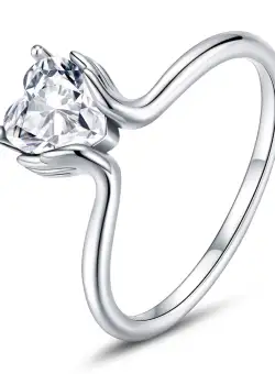 Inel din argint Simple Heart Crystal