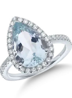 Inel din aur alb cu acvamarin de 3.4ct si diamante de 0.4ct