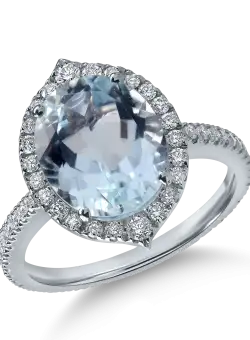 Inel din aur alb cu acvamarin de 3.53ct si diamante de 0.53ct
