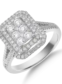 Inel din aur alb cu diamante microsetting de 0.8ct