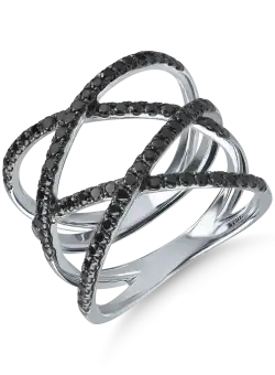 Inel din aur alb cu diamante negre microsetting de 0.7ct
