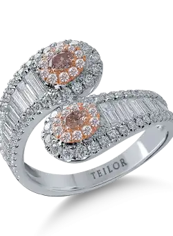 Inel din aur alb cu diamante roz de 0.3ct si diamante incolore de 1.2ct