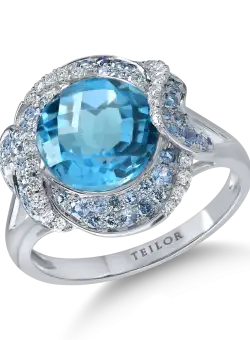 Inel din aur alb cu pietre pretioase si semipretioase de 4.4ct