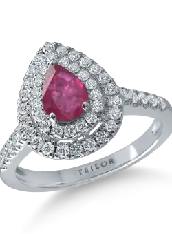 Inel din aur alb cu rubin de 0.6ct si diamante de 0.55ct