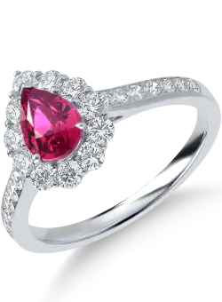 Inel din aur alb cu rubin si diamante de 1.8ct