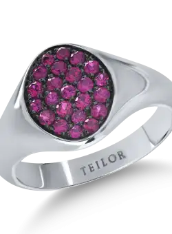 Inel din aur alb cu rubine de 0.4ct