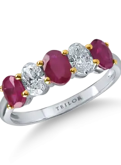 Inel din aur alb cu rubine tratate de 1.05ct si diamante de 0.6ct