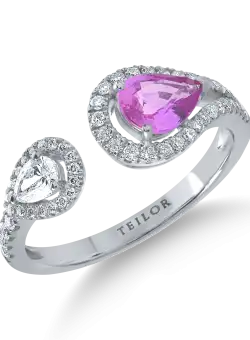 Inel din aur alb cu safir roz de 0.7ct si diamante de 0.4ct