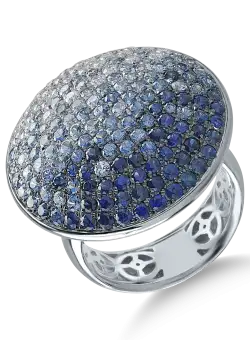 Inel din aur alb cu safire albastre de 3.32ct si diamante de 0.69ct