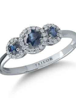 Inel din aur alb cu safire de 0.53ct si diamante de 0.14ct