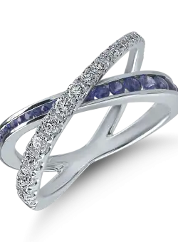 Inel din aur alb cu safire de 0.55ct si diamante de 0.55ct