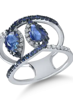 Inel din aur alb cu safire de 2.33ct si diamante de 0.8ct