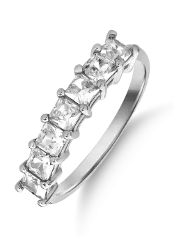 Inel din aur alb cu zirconii microsetting