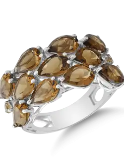 Inel din aur alb de 14K cu quartz coniac de 7.58ct