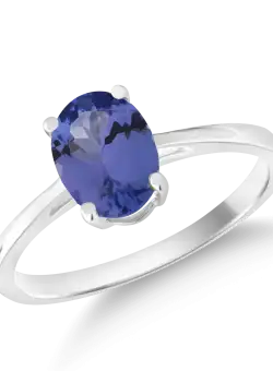 Inel din aur alb de 14K cu tanzanit de 1.21ct
