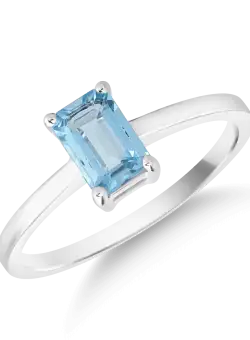 Inel din aur alb de 14K cu topaz Swiss blue de 0.69ct