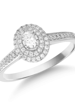 Inel din aur alb de 18K cu diamant de 0.1ct si diamante de 0.14ct