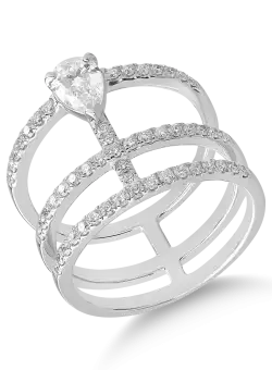 Inel din aur alb de 18K cu diamant de 0.49ct si diamante de 0.5ct