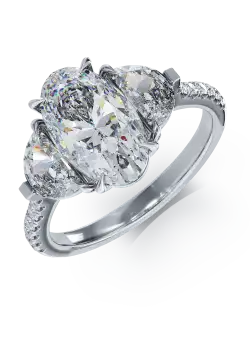 Inel din aur alb de 18K cu diamant de 2ct si diamante de 0.99ct