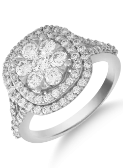 Inel din aur alb de 18K cu diamante de 1ct