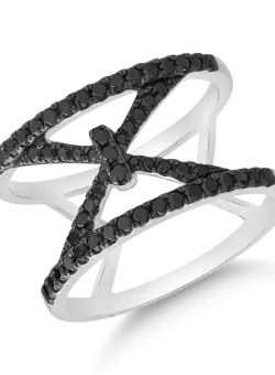 Inel din aur alb de 18K cu diamante negre de 0.53ct