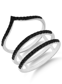 Inel din aur alb de 18K cu diamante negre de 0.55ct