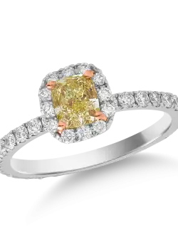 Inel din aur alb de 18K cu Fancy Diamond de 0.7ct si diamante de 0.7ct