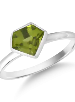 Inel din aur alb de 18K cu peridot de 1.5ct