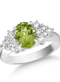 Inel din aur alb de 18K cu peridot de 2.02ct si diamante de 0.45ct