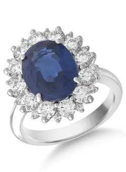 Inel din aur alb de 18K cu safir de 4.96ct si diamante de 1.37ct