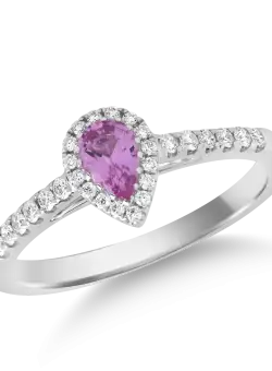 Inel din aur alb de 18K cu safir roz de 0.43ct si diamante de 0.25ct