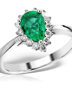 Inel din aur alb de 18K cu smarald de 0.75ct si diamante de 0.17ct