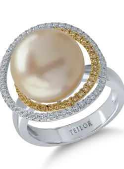 Inel din aur alb-galben cu diamante de 0.51ct