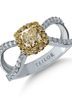 Inel din aur alb-galben cu diamante de 1.2ct