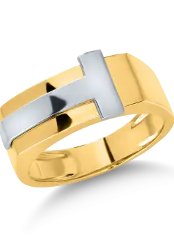 Inel din aur alb-galben pentru barbati