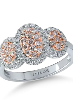 Inel din aur alb-roz cu diamante galben deschis si incolore de 0.79ct