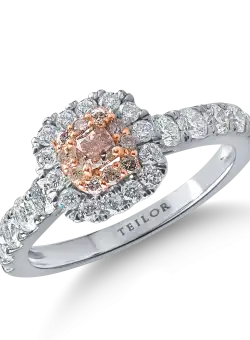 Inel din aur alb-roz cu diamante roz de 0.29ct si diamante incolore de 0.91ct