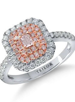 Inel din aur alb-roz cu diamante roz de 0.31ct si diamante incolore de 0.5ct