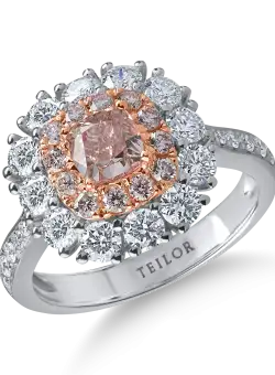 Inel din aur alb-roz cu diamante roz si incolore de 2.2ct