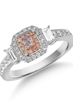 Inel din aur alb-roz de 18K cu diamante roz de 0.25ct si diamante transparente de 0.71ct