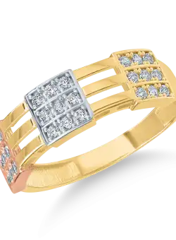 Inel din aur alb-roz-galben