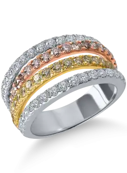 Inel din aur alb-roz-galben cu diamante microsetting de 1.7ct