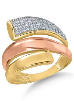 Inel din aur galben-alb-roz