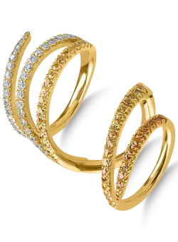 Inel din aur galben cu safire galbene de 1.2ct si diamante 0.6ct