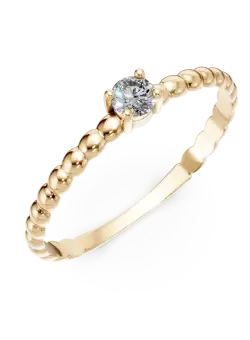 Inel din aur galben cu zirconia solitaire